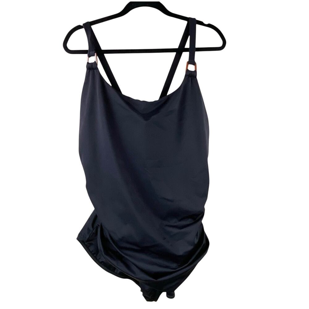 Lands End Womens Black One Piece Swimsuit Size 24  Beach Summer